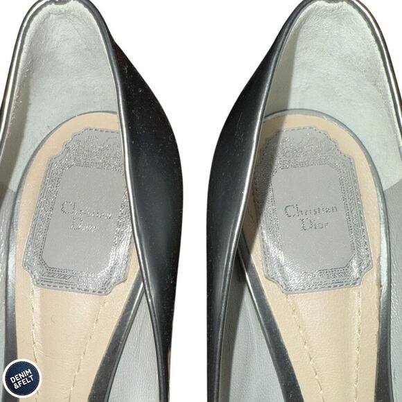 Christian Dior Cannage Block Heel Pumps 38.5 Silver Metallic Made in Italy - Picture 6 of 15